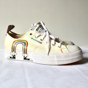 NWT Converse Pride Family Unity Lift Platform All Star Sneakers Rainbow Cream